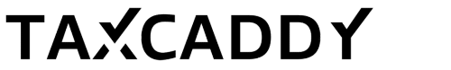 TAXCADDY logo in black text on a transparent background.
