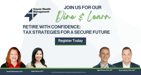 Haynie Wealth Management Dine & Learn event on tax strategies with expert speakers.