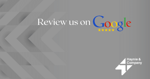 Review us on Google. 5-star rating with Haynie logo.