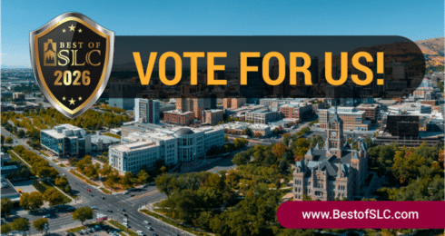 Vote for Best of SLC 2026, with a city's aerial view in the background.