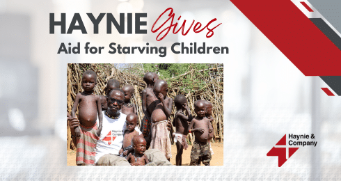 Haynie provides aid to starving children, supporting health and nutrition in deprived communities.