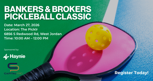 Pickleball paddle and ball, Bankers & Brokers Pickleball Classic, March 27, 2026, at The Picklr, West Jordan.