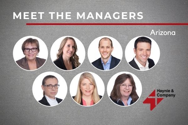 Arizona team of managers at Haynie with text Meet the Managers.