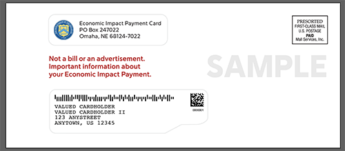 Sample envelope for Economic Impact Payment debit cards Sample envelope for Economic Impact Payment debit cards