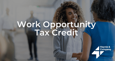 Work Opportunity Tax Credit meeting with diverse professionals, logo of Haynie.